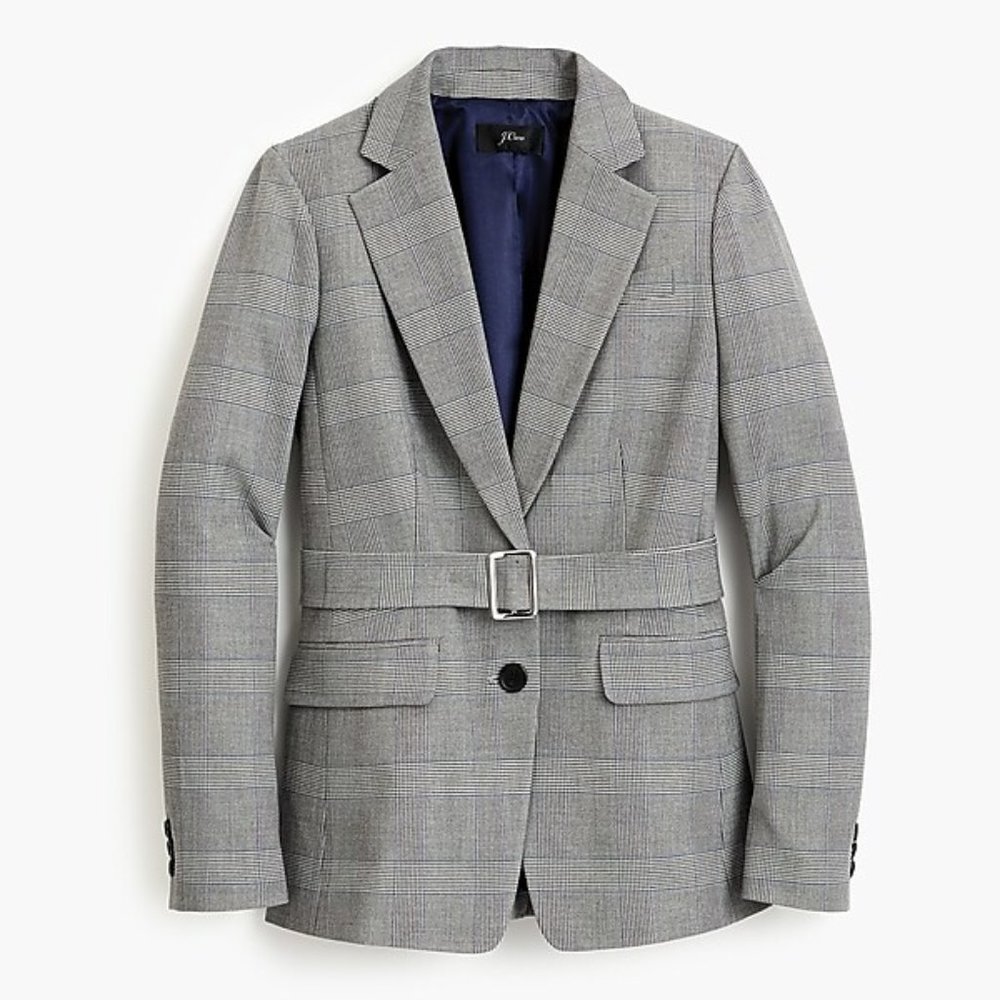 J.CREW belted blazer in glen plaid